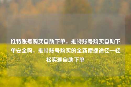 推特账号购买自助下单，推特账号购买自助下单安全吗，推特账号购买的全新便捷途径—轻松实现自助下单