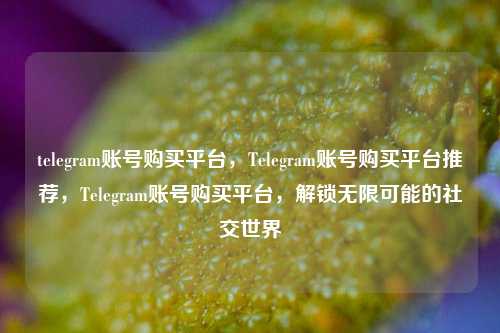telegram账号购买平台，Telegram账号购买平台推荐，Telegram账号购买平台，解锁无限可能的社交世界