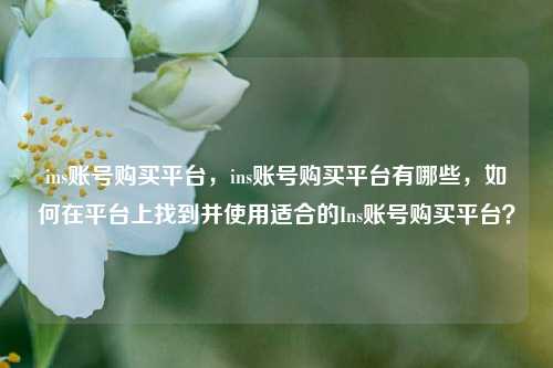 ins账号购买平台，ins账号购买平台有哪些，如何在平台上找到并使用适合的Ins账号购买平台？