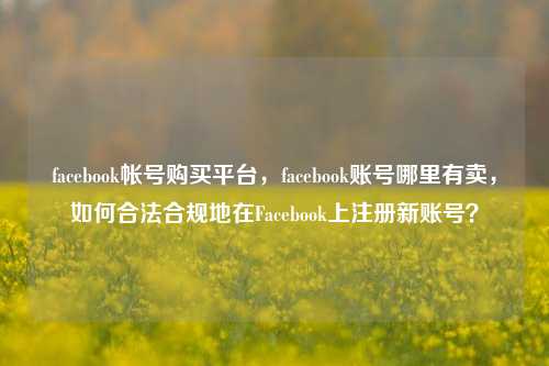 facebook帐号购买平台，facebook账号哪里有卖，如何合法合规地在Facebook上注册新账号？