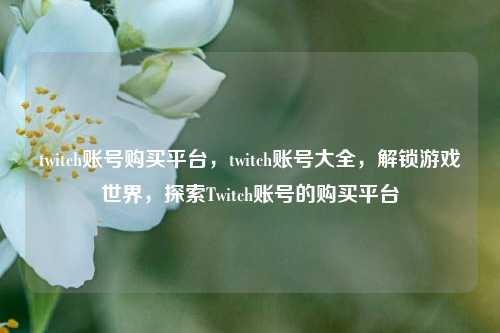 twitch账号购买平台，twitch账号大全，解锁游戏世界，探索Twitch账号的购买平台