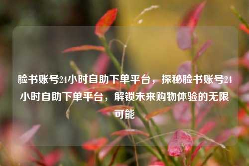 脸书账号24小时自助下单平台，探秘脸书账号24小时自助下单平台，解锁未来购物体验的无限可能